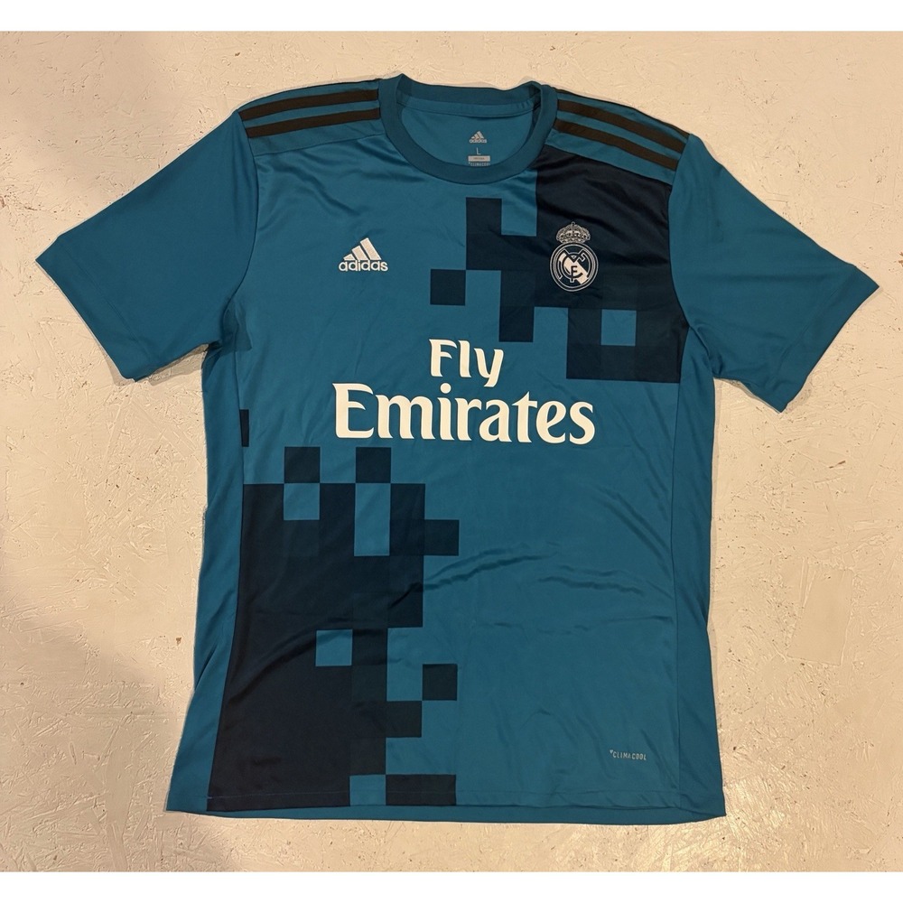 Adidas Real Madrid Third 2017/18 Soccer Jersey Mens Large Teal Blue Football
